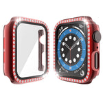 Electroplating PC Single Row Diamond Protective Case with Tempered Glass Film For Apple Watch Series, For Apple Watch Series 6 / 5 / 4 / Watch SE 40mm, For Apple Watch Series 6 / 5 / 4 / Watch SE 44mm