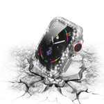 Electroplating PC Double Rows Diamond Protective Case with Tempered Glass Film For Apple Watch Series, For Apple Watch Series 6 / 5 / 4 / Watch SE 40mm, For Apple Watch Series 6 / 5 / 4 / Watch SE 44mm