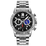 SKMEI 9235 Men Moonphase Stopwatch Stainless Steel Strap Quartz Watch