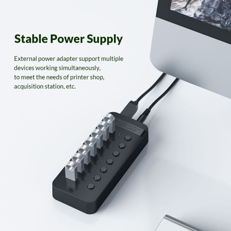 ORICO CT2U3-7AB-WH 7 In 1 Plastic Stripes Multi-Port USB HUB with Individual Switches,, CT2U3-7AB-WH UK Plug, CT2U3-7AB-BK EU Plug, CT2U3-7AB-WH EU Plug, CT2U3-7AB-BK AU Plug, CT2U3-7AB-WH AU Plug, CT2U3-7AB-BK UK Plug