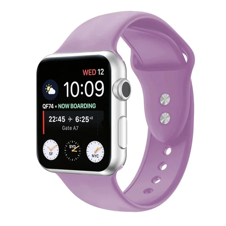 Double Nail Silicone Replacement Strap Watchband For Apple Watch Series, 7 45mm / 6 & SE & 5 & 4 44mm / 3 & 2 & 1 42mm, 7 41mm / 6 & SE & 5 & 4 40mm / 3 & 2 & 1 38mm