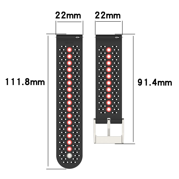 Universal Colorful Hole Silicone Replacement Strap Watchband, 22mm, 20mm, For Suunto 9 Peak