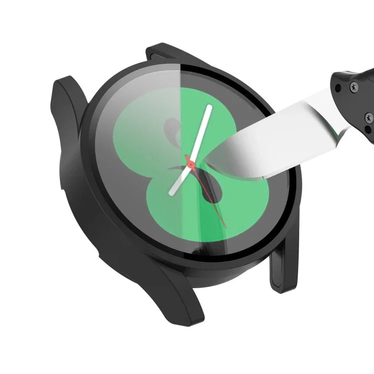 PC Protective Case with Tempered Glass Film, For Samsung Galaxy Watch4 40mm, For Samsung Galaxy Watch4 44mm