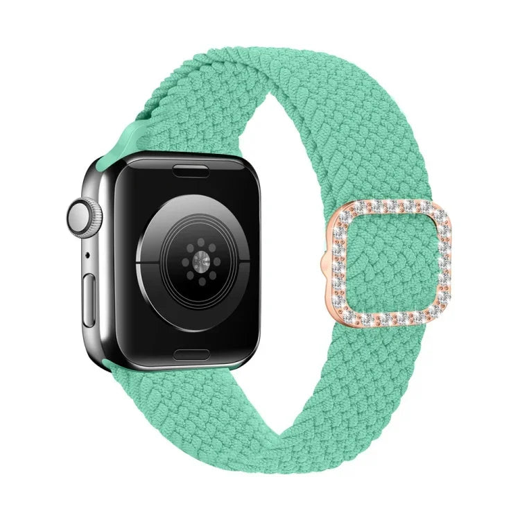 Adjustable Nylon Braided Elasticity Diamond Buckle Replacement Strap Watchband For Apple Watch Series, 7 & 6 & SE & 5 & 4 40mm/3 & 2 & 1 38mm, 7 & 6 & SE & 5 & 4 44mm/3 & 2 & 1 42mm