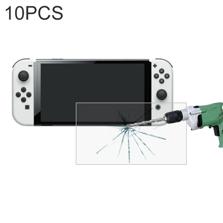 10 PCS 0.26mm 9H 2.5D Tempered Glass Film, For Nintendo Switch OLED (10 PCS)