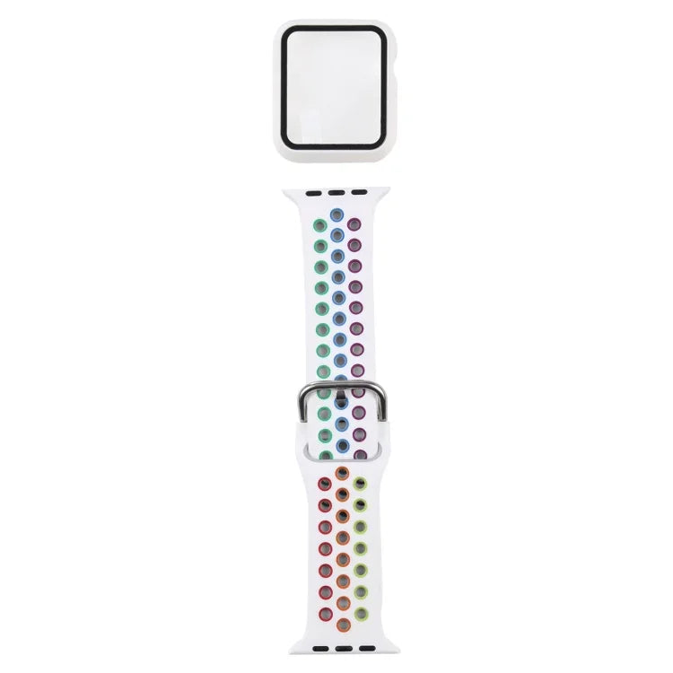 Silicone Replacement Strap Watchband + Protective Case with Screen Protector Set For Apple Watch Series, 3 & 2 & 1 42mm, For Apple Watch Series 6 / 5 / 4 / Watch SE 44mm