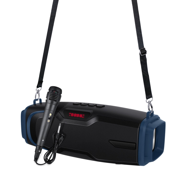 New Rixing NR-6012M Bluetooth 5.0 Portable Outdoor Karaoke Wireless Bluetooth Speaker with Microphone & Shoulder Strap, NR-6012M(Blue), NR-6012M(Green), NR-6012M(Black), NR-6012M(Red)