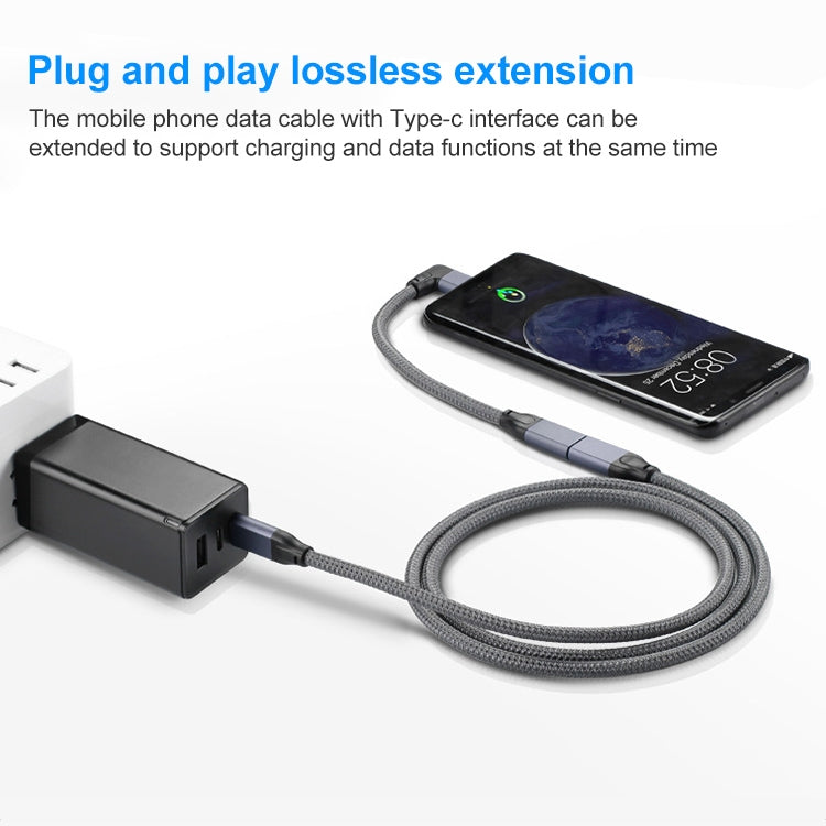100W USB-C / Type-C Elbow Male to USB-C / Type-C Female Full-function Data Extension Cable, 0.2m, 0.5m, 1m, 1.5m