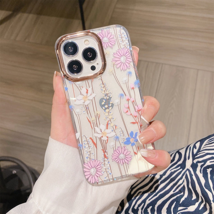 Glitter Powder Electroplating Flower Shockproof Phone Case, For iPhone 11 Pro, For iPhone 11 Pro Max
