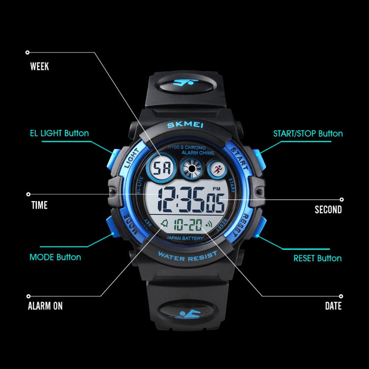 SKMEI 1451 LED Digital Stopwatch Chronograph Luminous Children Sports Electronic Watch, 1451(Transparent Sky Blue), 1451(Transparent Rose Red), 1451(White Shell Blue Circle), 1451(Yellow Shell Blue Circle), 1451(Black Shell Blue Circle)                ...