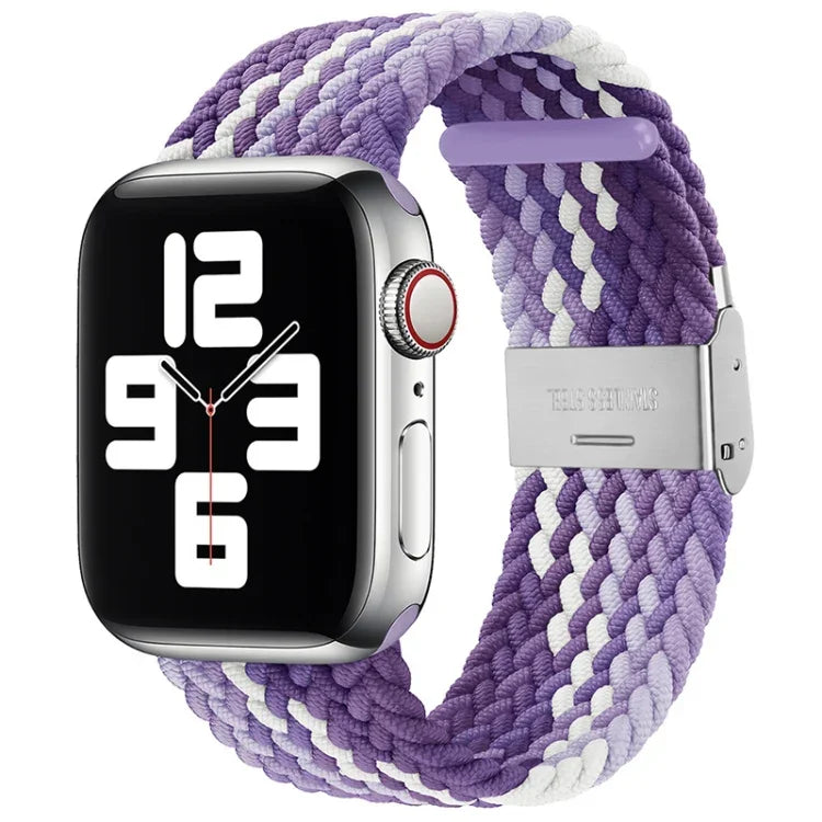Nylon Braid One Buckle Replacement Watchband For Apple Watch Series, 7 41mm / 6&SE&5&4 40mm / 3&2&1 38mm