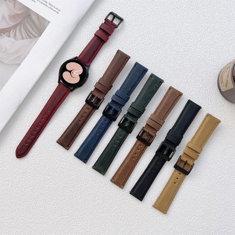 Crazy Horse Texture Frosted Leather Strap Watchband, 20mm, 22mm