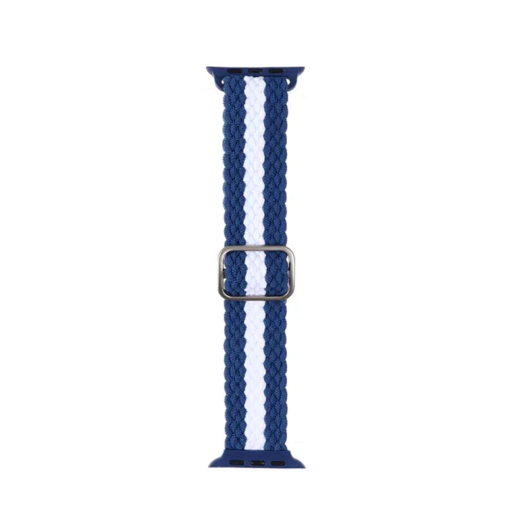 Adjustable Striped Woven Nylon Strap Watchband For Apple Watch Series, 7 41mm / 6&SE&5&4 40mm / 3&2&1 38mm, 7 45mm / 6&SE&5&4 44mm / 3&2&1 42mm