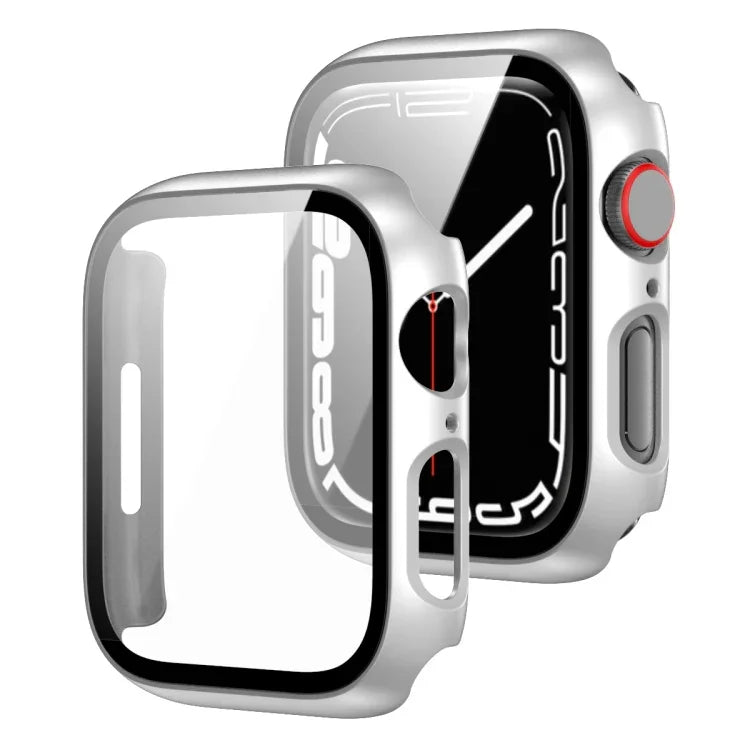 2 in 1 PC Frame + Tempered Glass Protector Case, For Apple Watch Series 9 / 8 / 7 41mm, For Apple Watch Series 8 / 7 45mm