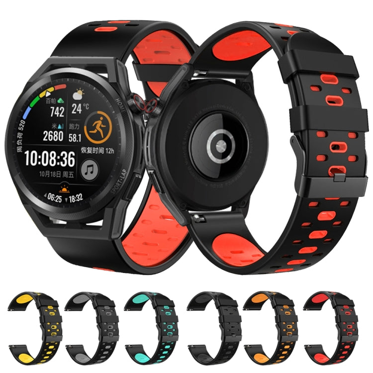 22mm Three Rows Holes Two-color Silicone Strap Watchband, For Huawei Watch GT 3