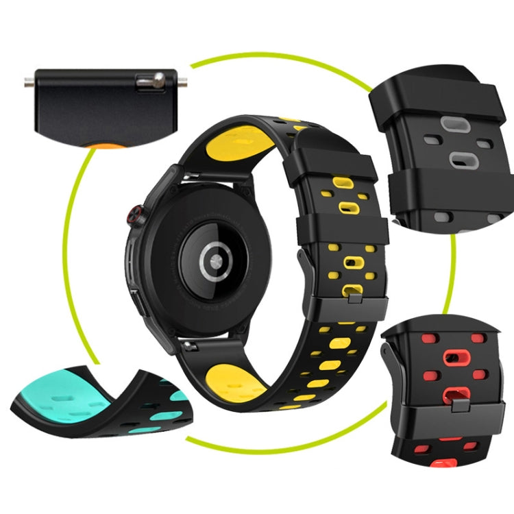 22mm Three Rows Holes Two-color Silicone Strap Watchband, For Huawei Watch GT 3