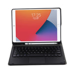 A07B-A Lambskin Texture Square Keycap Bluetooth Keyboard Leather Case with Touch Control For iPad, For iPad 9.7 2018 & 2017 / Pro 9.7 inch / Air 2, For iPad Pro 10.5 inch / 10.2 2021 & 2020 & 2019 / Air 3                                                ...