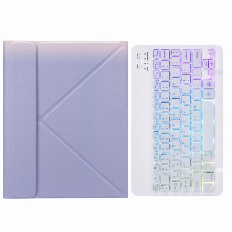 H-102S3 Tri-color Backlight Bluetooth Keyboard Leather Case with Rear Three-fold Holder, For iPad 10.2 2020 & 2019 / Pro 10.5 inch, For iPad 9.7 2018 & 2017