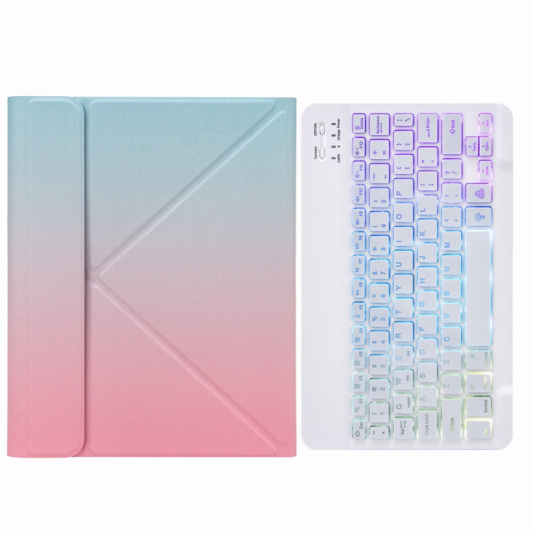 H-102S3 Tri-color Backlight Bluetooth Keyboard Leather Case with Rear Three-fold Holder, For iPad 10.2 2020 & 2019 / Pro 10.5 inch, For iPad 9.7 2018 & 2017
