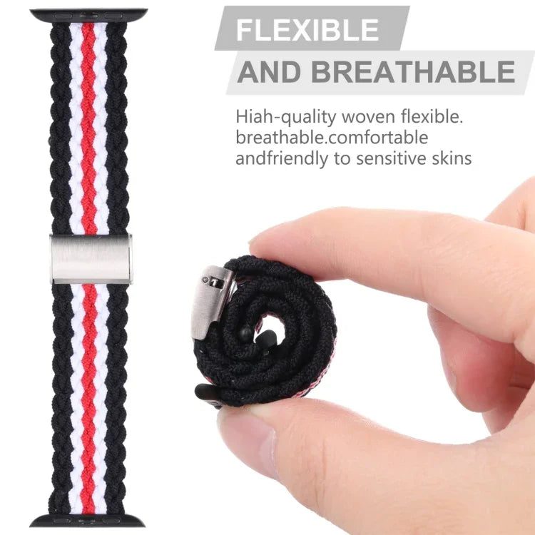 Vertical Texture Braided Watchband For Apple Watch Series, 7 41mm / 6&SE&5&4 40mm / 3&2&1 38mm, 7 45mm / 6&SE&5&4 44mm / 3&2&1 42mm