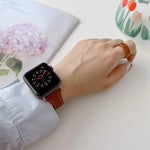 Flat Texture Leather Watchband For Apple Watch Series, 7 41mm / 6&SE&5&4 40mm / 3&2&1 38mm, 7 45mm / 6&SE&5&4 44mm / 3&2&1 42mm