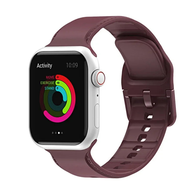 Silicone Stitching Watchband For Apple Watch Series, 7 41mm / 6&SE&5&4 40mm / 3&2&1 38mm, 7 45mm / 6&SE&5&4 44mm / 3&2&1 42mm