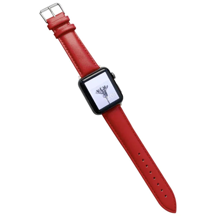 Glossy Leather Watchband For Apple Watch Series, 7 41mm / 6&SE&5&4 40mm / 3&2&1 38mm, 7 45mm / 6&SE&5&4 44mm / 3&2&1 42mm