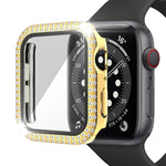 Double-Row Diamond PC+Tempered Glass Watch Case For Apple Watch Series, 3&2&1 38mm, 3&2&1 42mm