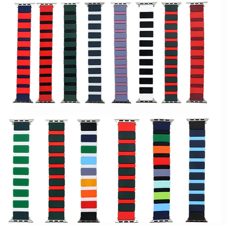 Silicone Splicing Watchband For Apple Watch Series, 7 41mm / 6&SE&5&4 40mm / 3&2&1 38mm, 7 45mm / 6&SE&5&4 44mm / 3&2&1 42mm