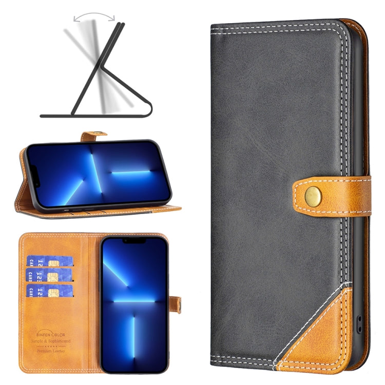 BF12 Color Matching Double Line Leather Phone Case, For iPhone 13 Pro Max