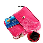 Litchi Texture Cowhide Hand Held Small Wallet for Ladies