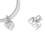 S925 Sterling Silver Silver Heart Hand In Hand Pendant DIY Bracelet Necklace Accessories, Hand In Hand