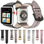 Glitter Genuine Leather Watch Band For Apple Watch Series, 7 41mm / 6&SE&5&4 40mm / 3&2&1 38mm, 7 45mm / 6&SE&5&4 44mm / 3&2&1 42mm