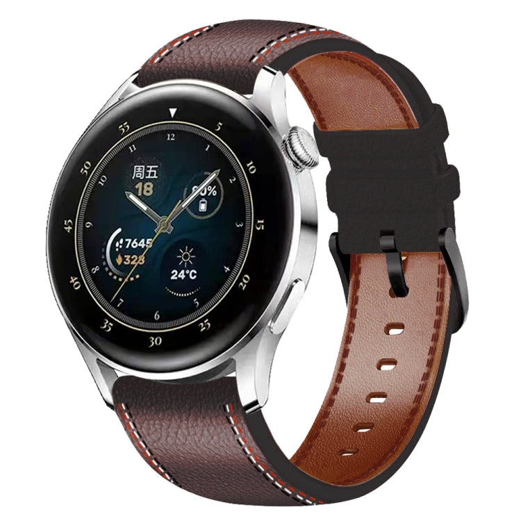 Tricolor Stitching Genuine Leather Watch Band, For Huawei Watch GT 3