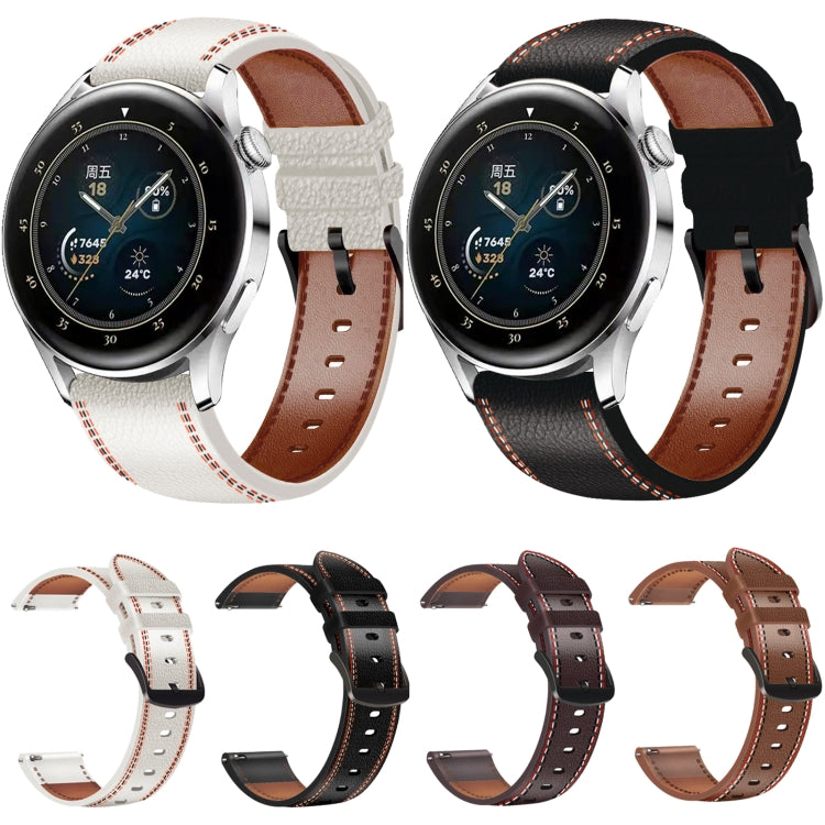 Tricolor Stitching Genuine Leather Watch Band, For Huawei Watch GT 3