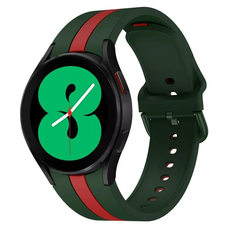 For Samsung Galaxy Watch4 40/44mm / Watch4 Classic 42/46mm Three Vertical Stripes Two-color Silicone Watch Band