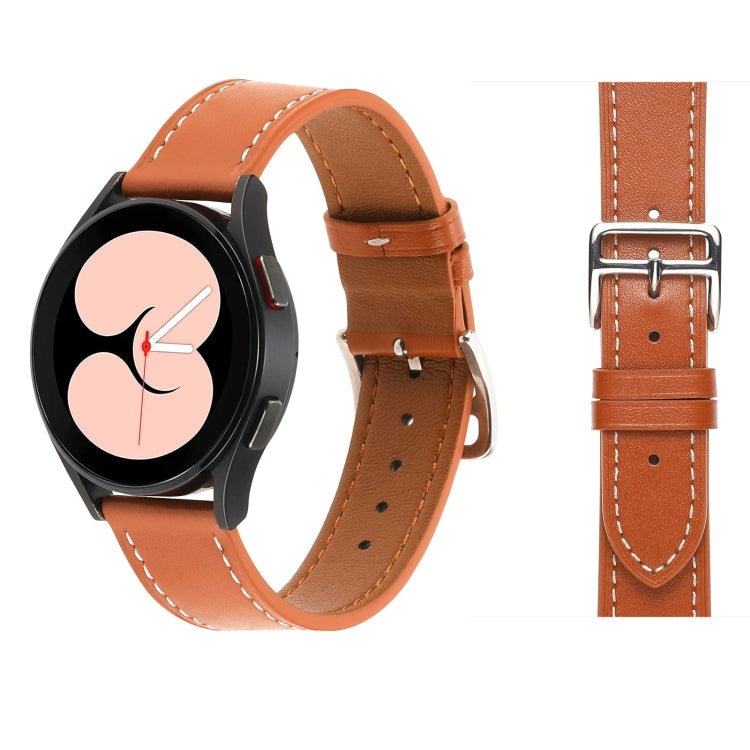 Plain Weave Leather Watch Band, For Samsung Galaxy Watch4 40mm / 44mm