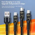6A 66W 3 in 1 USB to 8 Pin + Micro USB + USB-C / Type-CFast Charging Braided Data Cable, USB to 8 Pin+Micro USB+Type-C