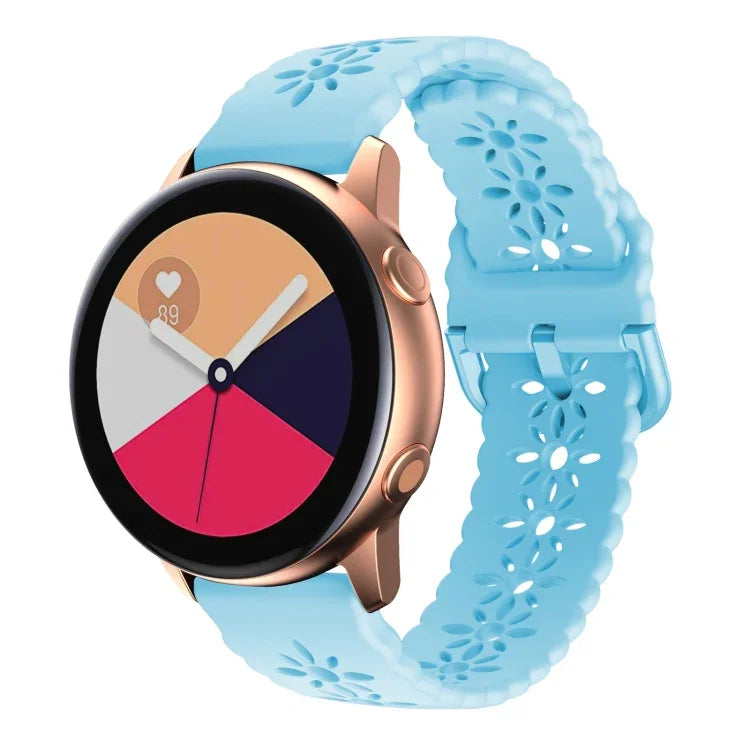 Plum Blossom Hollowed Silicone Watch Band, For Samsung Galaxy Watch4 20mm, For Huawei Watch GT 3 Pro 22mm