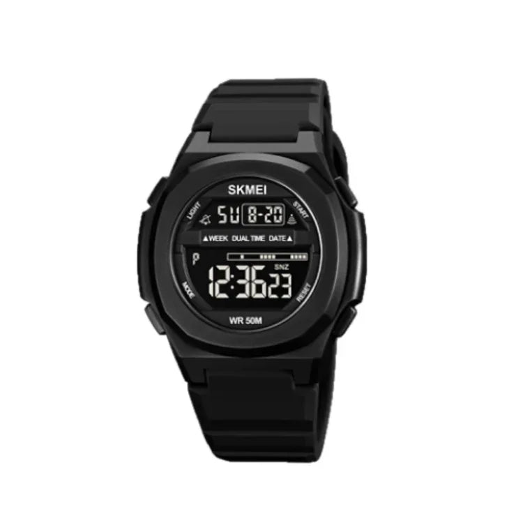 SKMEI 1821 Stainless Steel Buckle Silicone Strap Electronic Watch