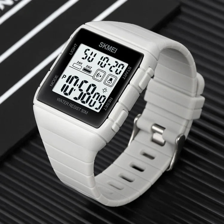 SKMEI 1960 Stainless Steel Buckle Silicone Strap Waterproof Electronic Watch, 1960 Black Gold, 1960 Black and White Machine, 1960 Black and Black Machine, 1960 Blue