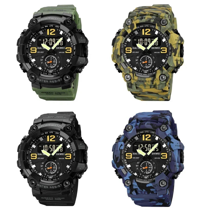 SKMEI 1965 Stainless Steel Buckle PU Strap Waterproof Electronic Watch