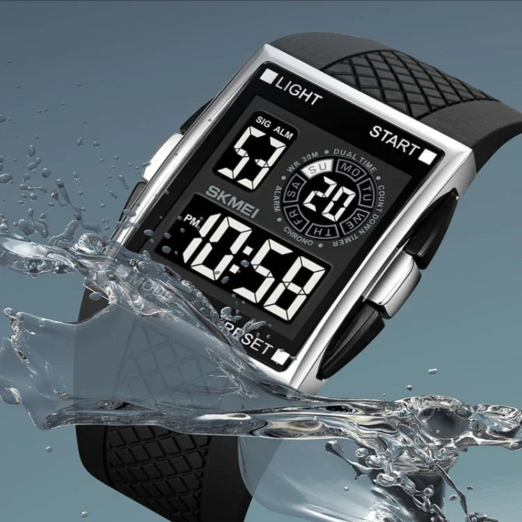 SKMEI 1967 Stainless Steel Buckle PU Strap Waterproof Electronic Watch