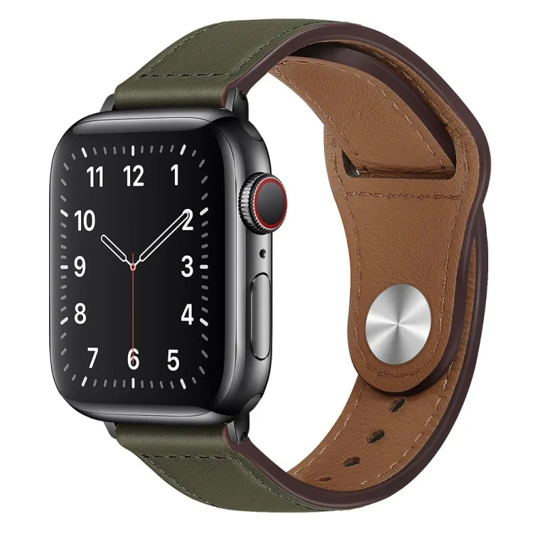 PU Leather Black Buckle Watch Band For Apple Watch Series, 7 45mm / 6&SE&5&4 44mm / 3&2&1 42mm, 7 41mm / 6&SE&5&4 40mm / 3&2&1 38mm