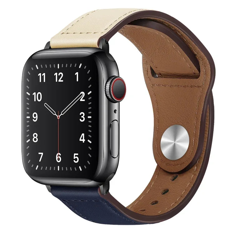 PU Leather Black Buckle Watch Band For Apple Watch Series, 7 45mm / 6&SE&5&4 44mm / 3&2&1 42mm, 7 41mm / 6&SE&5&4 40mm / 3&2&1 38mm