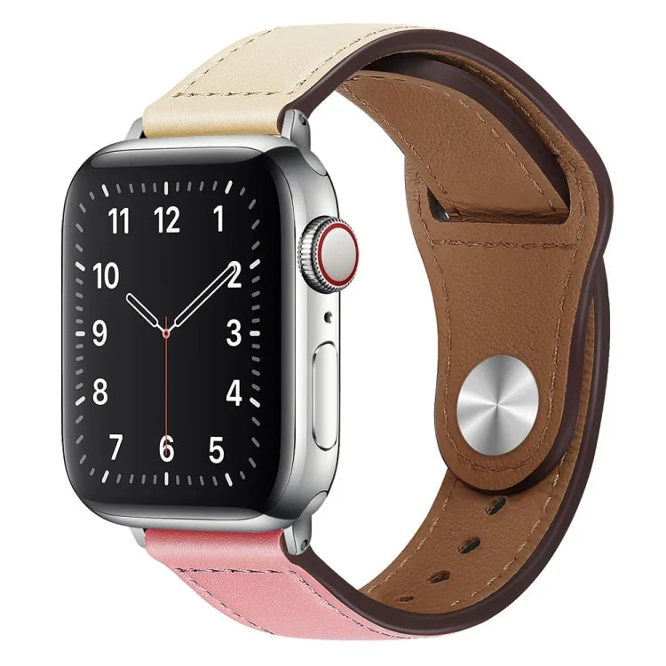 PU Leather Silver Buckle Watch Band For Apple Watch Series, 7 45mm / 6&SE&5&4 44mm / 3&2&1 42mm, 7 41mm / 6&SE&5&4 40mm / 3&2&1 38mm