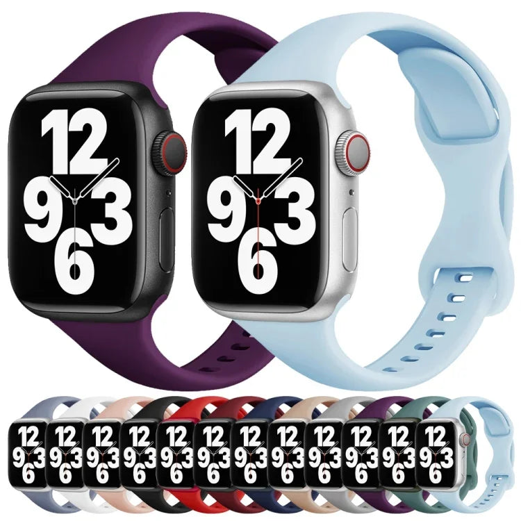 Small Waist Butterfly Buckle Watch Band For Apple Watch Series, 7 45mm / 6&SE&5&4 44mm / 3&2&1 42mm, 7 41mm / 6&SE&5&4 40mm / 3&2&1 38mm