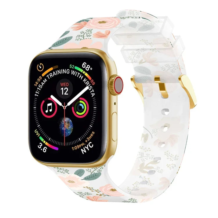 Square Buckle Transparent Watch Band For Apple Watch Series, 7 45mm / 6&SE&5&4 44mm / 3&2&1 42mm, 7 41mm / 6&SE&5&4 40mm / 3&2&1 38mm