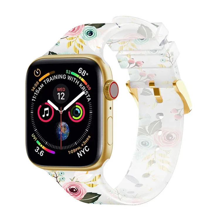 Square Buckle Transparent Watch Band For Apple Watch Series, 7 45mm / 6&SE&5&4 44mm / 3&2&1 42mm, 7 41mm / 6&SE&5&4 40mm / 3&2&1 38mm