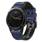 For Garmin Fenix 7X Silicone + Leather Quick Release Watch Band